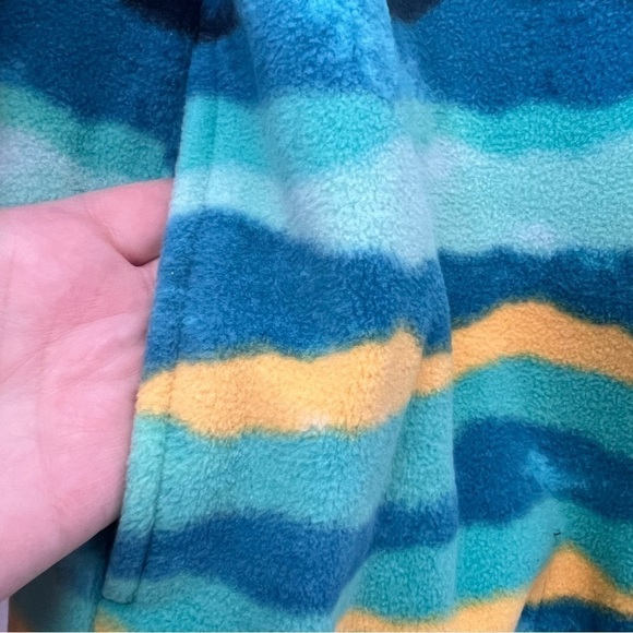 Lands' End Heritage Teal Mountain Ombre Print Snap Mock Fleece Pullover Gorpcore - Picture 10 of 15